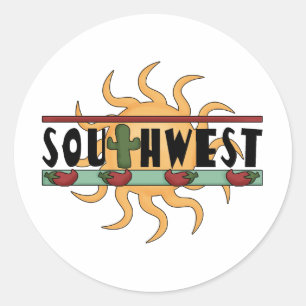 Southwest - Chili Peppers & Sun Ronde Sticker