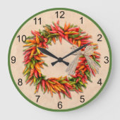 Southwest Chili Ristra Wreath met Basic Numbers Grote Klok (Voorkant)