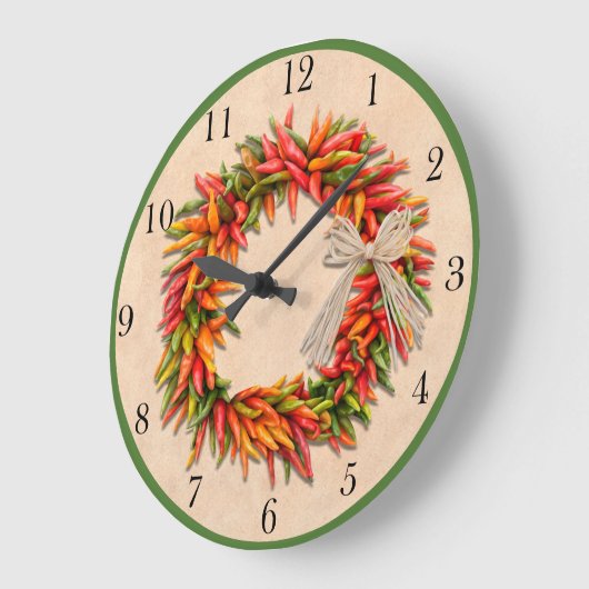 Southwest Chili Ristra Wreath met  cijfers Grote Klok (Hoek)