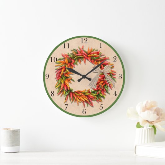 Southwest Chili Ristra Wreath met  cijfers Grote Klok (Huis)