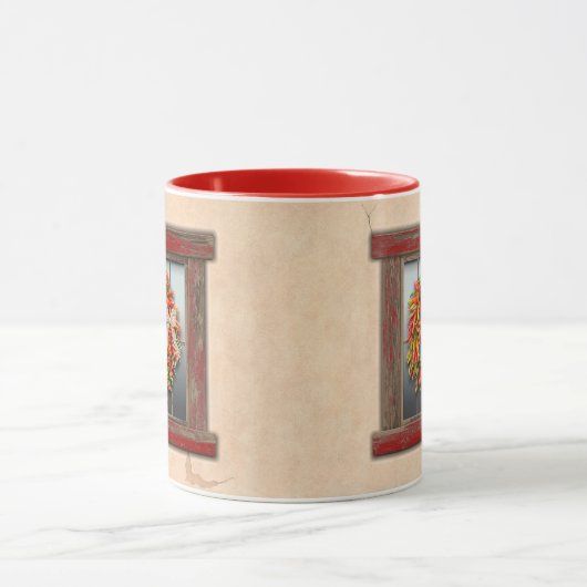 Southwest Chili Wreath on Rustic Wood Window Mok (Midden)