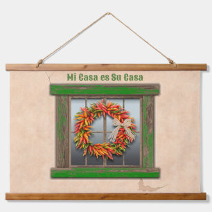 Southwest Chili Wreaton Old Green Wood Window Hangend Wandkleed