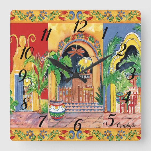 Southwest Clock Vierkante Klok (Voorkant)