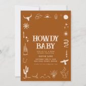 Southwest Cowboy Howdy Baby shower Invitation (Devant)