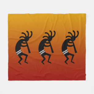 Southwest Dancing Kokopelli Desert Sunset Fleece Deken