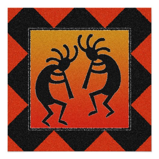 Southwest Dancing Kokopelli Design Perfect Poster (Voorkant)