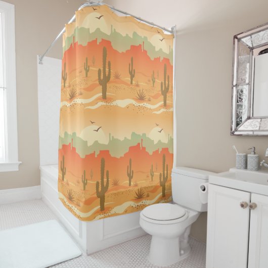 Southwest Desert Cactus Design Shower Curtain Douchegordijn (In situ)
