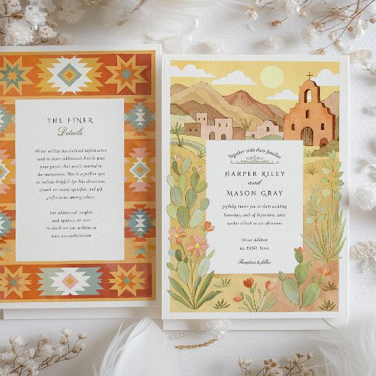Southwest Desert Mission El Paso Wedding Kaart