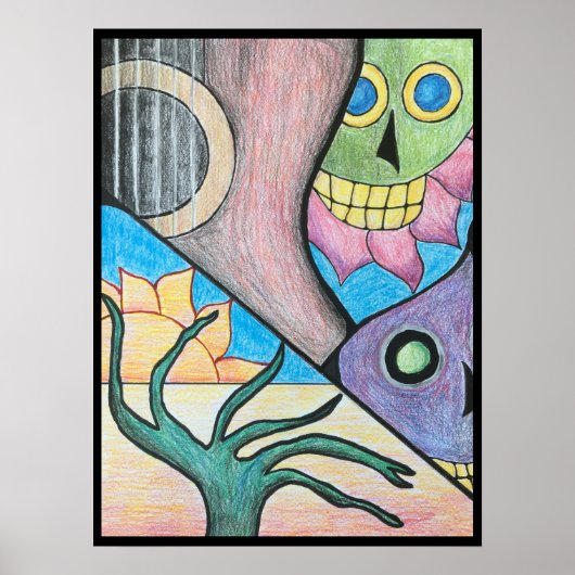 Southwest Desert Skull Folk Art Poster (Voorkant)