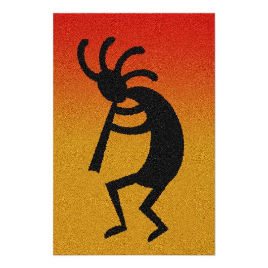 Southwest Desert Sunset Dancing Kokopelli Perfect Poster (Voorkant)