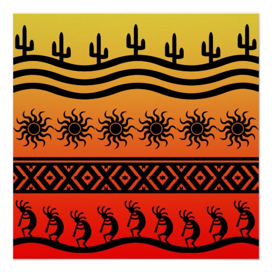 Southwest Desert Sunset Kokopelli Perfect Poster (Voorkant)