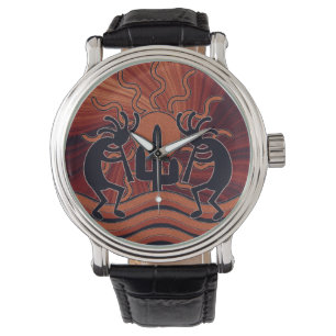 Southwest Design Dancing Kokopelli Desert Sunset Horloge