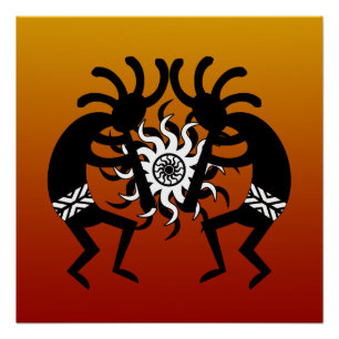 Southwest Design Desert Tribal Sun Kokopelli Perfect Poster