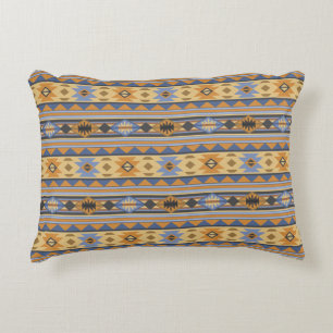 Southwest Design Gold Blue Grey Tribal Patroon Accent Kussen