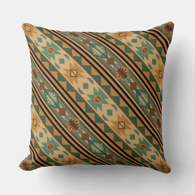 Southwest Design Green Brown Tan Kussen (Voorkant)