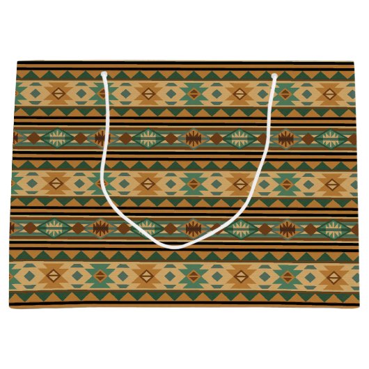 Southwest Design Green Brown Tan Large Cadeauzakje (Voorkant)