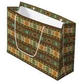 Southwest Design Green Brown Tan Large Cadeauzakje (Voorkant Gekanteld)
