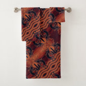 Southwest Design Kokopelli Oranje & Black Pattern Bad Handdoek (Insitu)