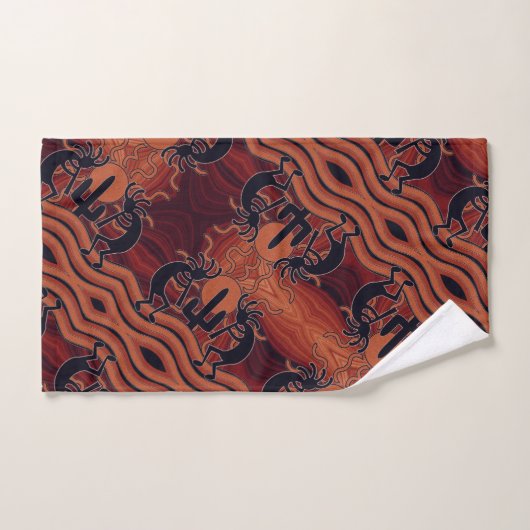 Southwest Design Kokopelli Oranje & Black Pattern Bad Handdoek (Handdoek)