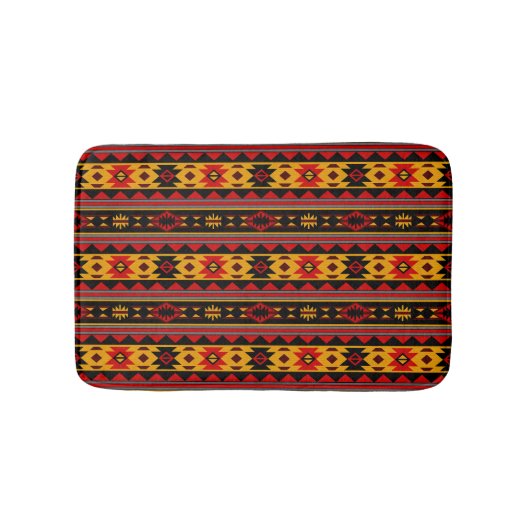 Southwest Design Red Black Gold Tribal Patroon Badmat (Voorkant)