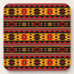 Southwest Design Red Black Gold Tribal Patroon Bier Onderzetter