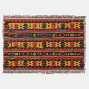 Southwest Design Red Black Gold Tribal Patroon Deken