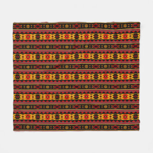 Southwest Design Red Black Gold Tribal Patroon Fleece Deken