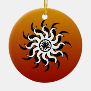 Southwest Design Tribal Sun Keramisch Ornament
