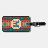 Southwest Design Turquoise Terracotta Monogram Bagagelabel (Voorkant horizontaal)
