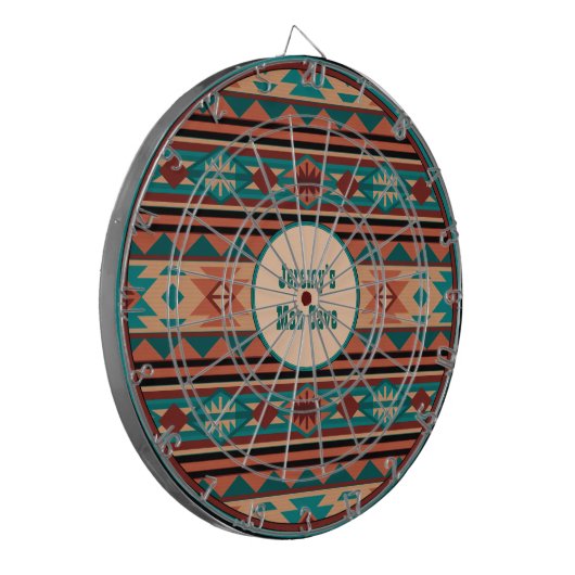 Southwest Design Turquoise Terracotta Monogram Dartbord (Voorkant Links)