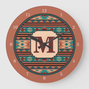Southwest Design Turquoise Terracotta Monogram Grote Klok