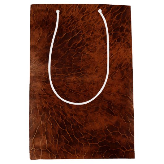 Southwest Faux Brown Leather Koeienhuid Medium Cadeauzakje (Voorkant)