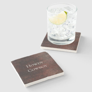 Southwest Faux Brown Leather Koeienhuid Stenen Onderzetter