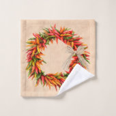 Southwest Festive Colorful Chile Peppers Wreath  (Gant de toilette)
