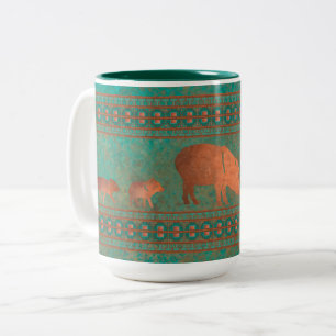 Southwest Fun Javelina Familie Koper Teal Tweekleurige Koffiemok