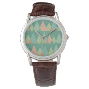 Southwest Geo Step   Blauwgroen driehoekspatroon Horloge