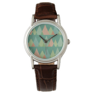 Southwest Geo Step Blauwgroen driehoekspatroon Horloge