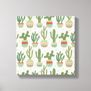 Southwest Geo Step Cactus Pattern Canvas Afdruk