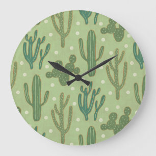 Southwest Geo Step Groen cactus-patroon Grote Klok