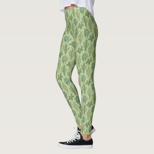 Southwest Geo Step | Groen cactus-patroon Leggings (Links)