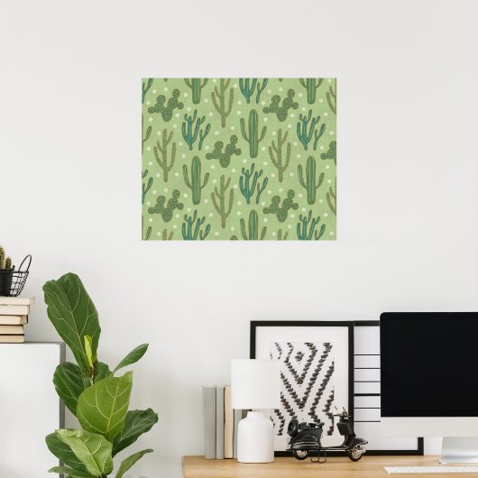 Southwest Geo Step | Groen cactus-patroon Poster (Thuiskantoor)