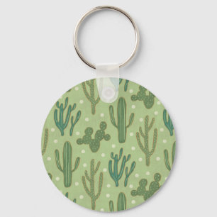 Southwest Geo Step Groen cactus-patroon Sleutelhanger