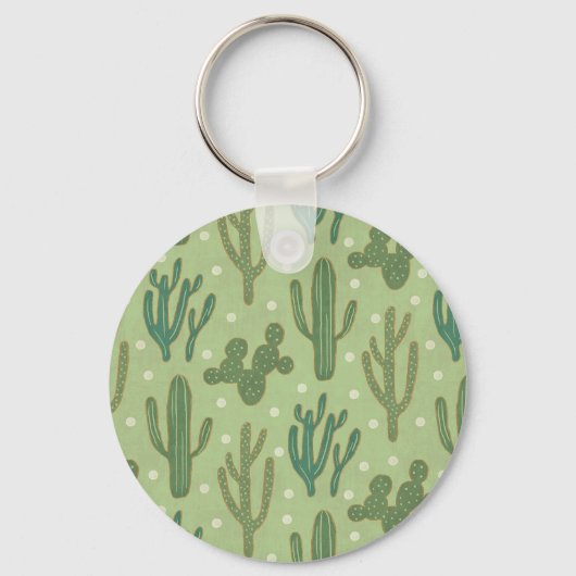 Southwest Geo Step | Groen cactus-patroon Sleutelhanger (Voorkant)