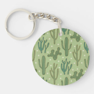 Southwest Geo Step Groen cactus-patroon Sleutelhanger