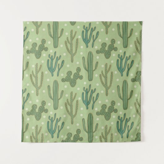 Southwest Geo Step | Groen cactus-patroon Wandkleed (Voorkant (horizontaal))