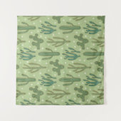 Southwest Geo Step | Groen cactus-patroon Wandkleed (Voorkant)