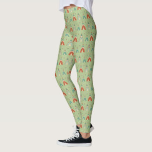 Southwest Geo Step   Groen theepatroon Leggings