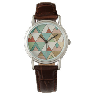 Southwest Geo Step Hand Drawn Tribal Pattern Horloge