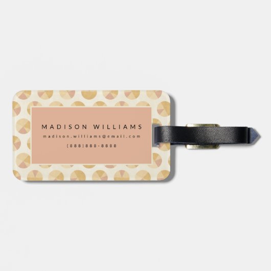 Southwest Geo Step | Oranje cirkelpatroon Bagagelabel (Achterkant horizontaal)