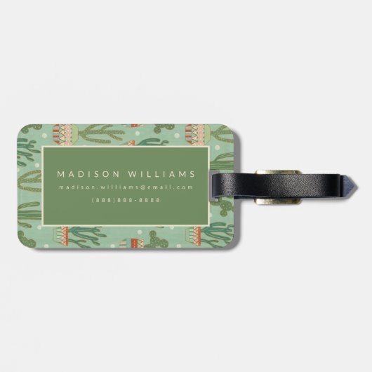 Southwest Geo Step | Potted Cactus Pattern Bagagelabel (Achterkant horizontaal)